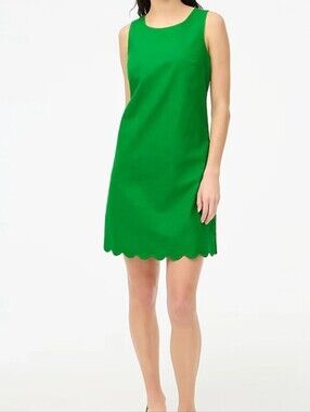 J.Crew Factory Scalloped Shift Dress Green Size 4 *FLAW* NWOT